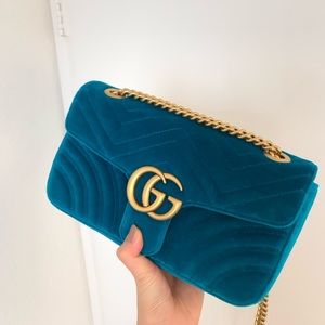 Gucci marmont small velvet bag, (Bergdorf Goodman)